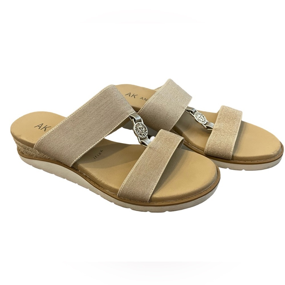 Anne Klein gold sparkle slides 7.5
